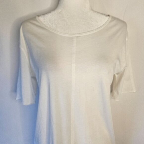 Eileen Fisher Size Small Lightweight Cotton T-Shirt Dress White Side Slits - Picture 2 of 8